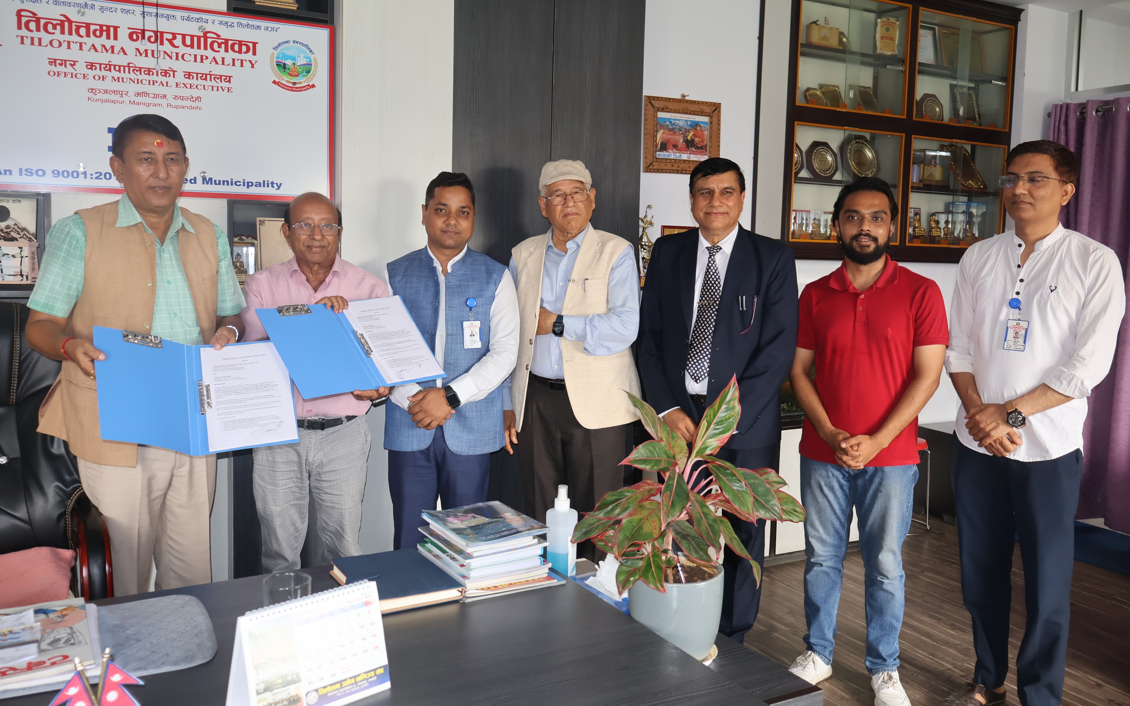 तिलोत्तमा नगरपालिका र लुम्बिनी ईञ्जिनियरिङ्ग कलेजबीच एमओयू सम्झौता